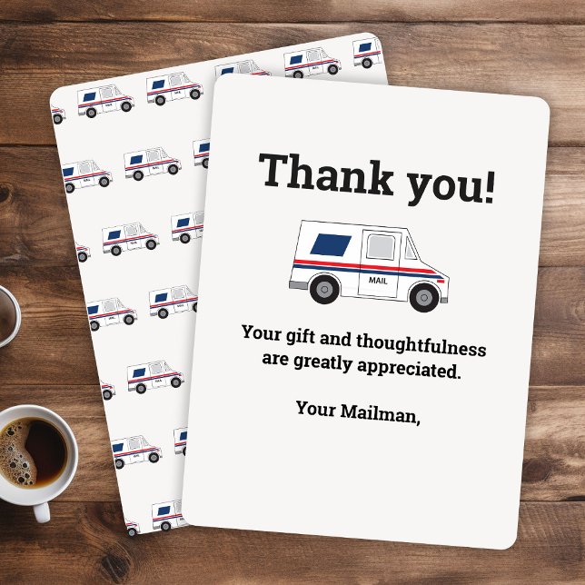 Carte De Remerciements Transporteur de courrier personnalisé (Mail carrier thank you cards for customers)