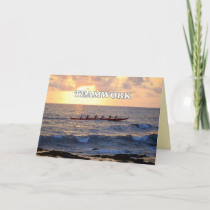 Carte De Remerciements Travail d'équipe Canoë-kayak hawaïen à Sunset Card
