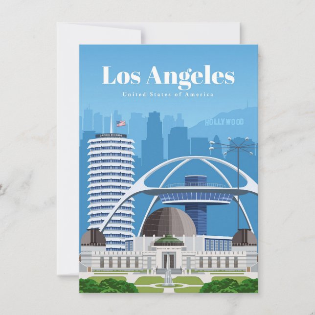 Carte De Remerciements Travel Art Travel à Los Angeles (Devant)