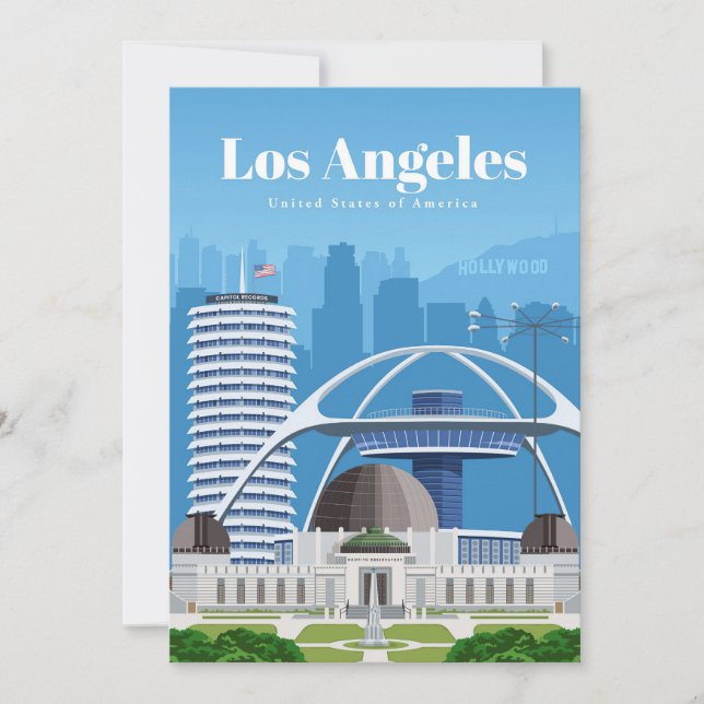 Carte De Remerciements Travel Art Travel à Los Angeles (Devant)