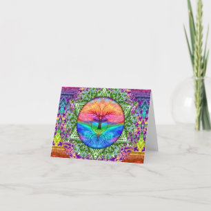 Carte De Remerciements Tree of Life Calming Rainbow