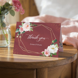 Carte De Remerciements Trending Cinnamon Rose Floral Cadre géométrique