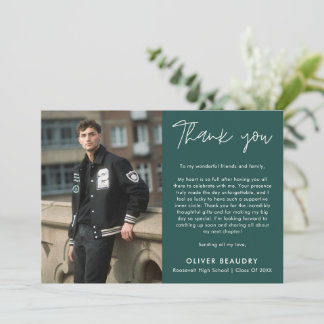 Carte De Remerciements Trendy Modern Calligraphy Photo Graduation