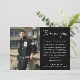 Carte De Remerciements Trendy Modern Calligraphy Photo Graduation