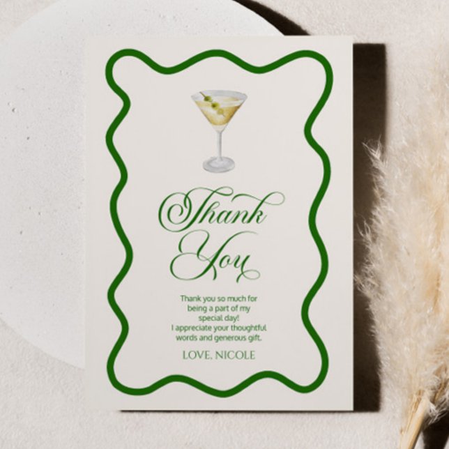 Carte De Remerciements Trente Sale Vert Martini Anniversaire (Créateur téléchargé)