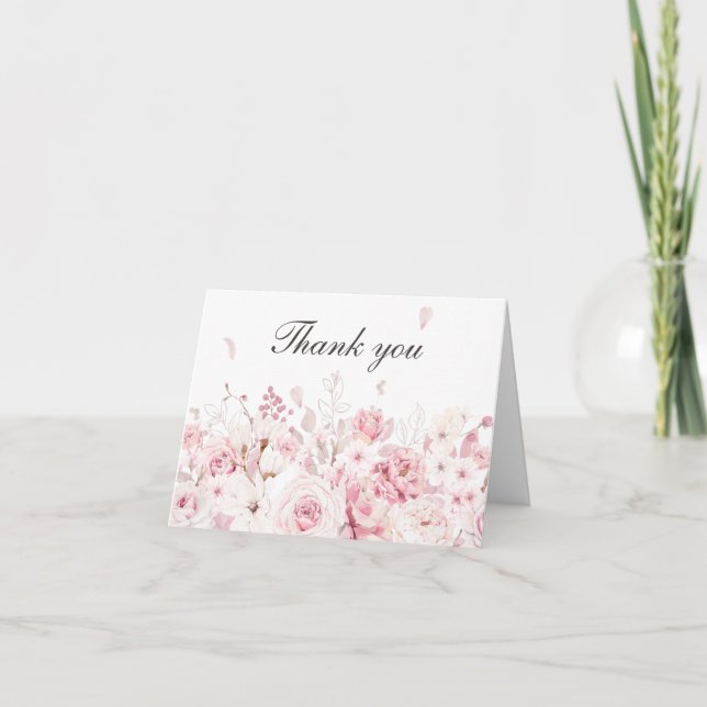 Carte De Remerciements Très élégant Mariage d'aquarelle rose pâle (Devant)