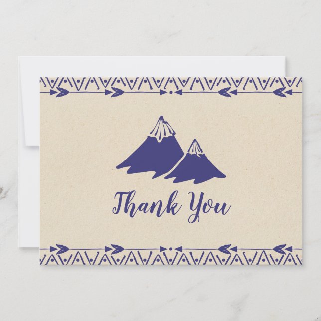 Carte De Remerciements Tribal Adventure Marine Baby shower bleu (Devant)