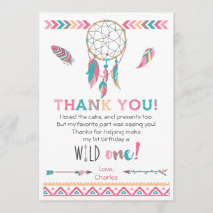 Carte de remerciements tribal sauvage de Boho