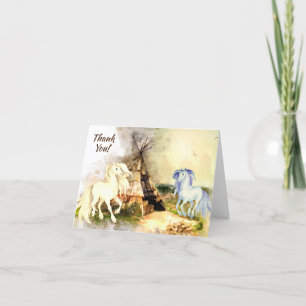 Carte De Remerciements Tribal Tipi et Chevaux en amour Boho Teepee