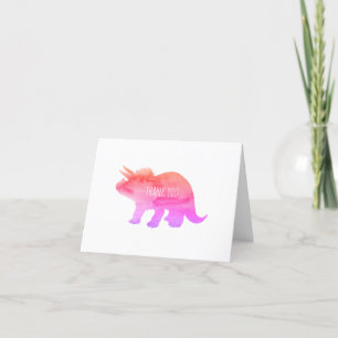 Carte De Remerciements Tricératops de dinosaures roses