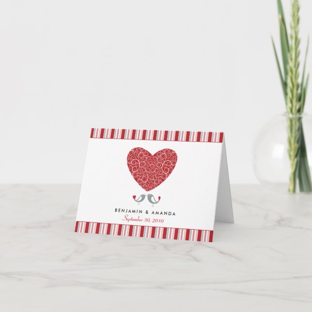 Carte de remerciements trié personnalisé Inséparab (Devant)