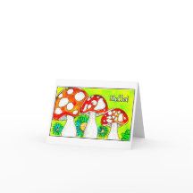 Trio de Champignons Rouges Fantaisistes Bonjour Ar