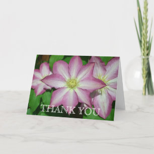 Carte De Remerciements Trio de Clematis Pink and White Spring Vine