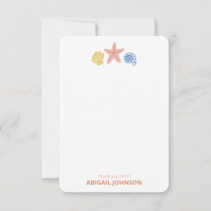 Carte De Remerciements Trio de Coquillages Pastel Personnalisé