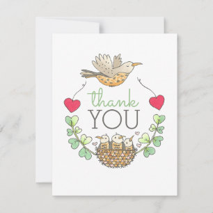 Carte De Remerciements Triplets Baby shower Oiseau