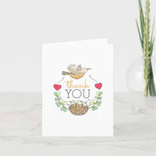 Carte De Remerciements Triplets Baby shower Oiseau