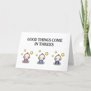 Carte De Remerciements Triplets Félicitations Card, 1 fille, 2 garçons,