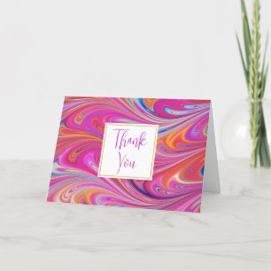 Carte De Remerciements Trippy rose et orange design Tourbillonnant