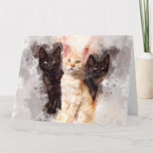 Carte De Remerciements Trois chatons mignonnes et belle aquarelle