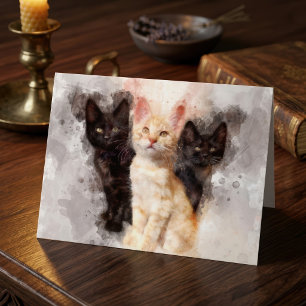 Carte De Remerciements Trois chatons mignonnes et belle aquarelle