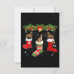 Carte De Remerciements Trois Chiens Greyhhound dans le Père Noël de Noël