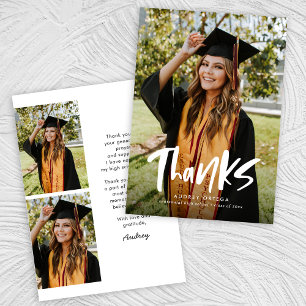 Carte De Remerciements Trois Photo Moderne Calligraphie Photo Graduation