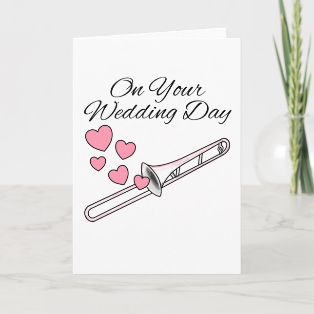 Carte De Remerciements Trombone Mariage Card Trombonist Brass Musicien (Devant)