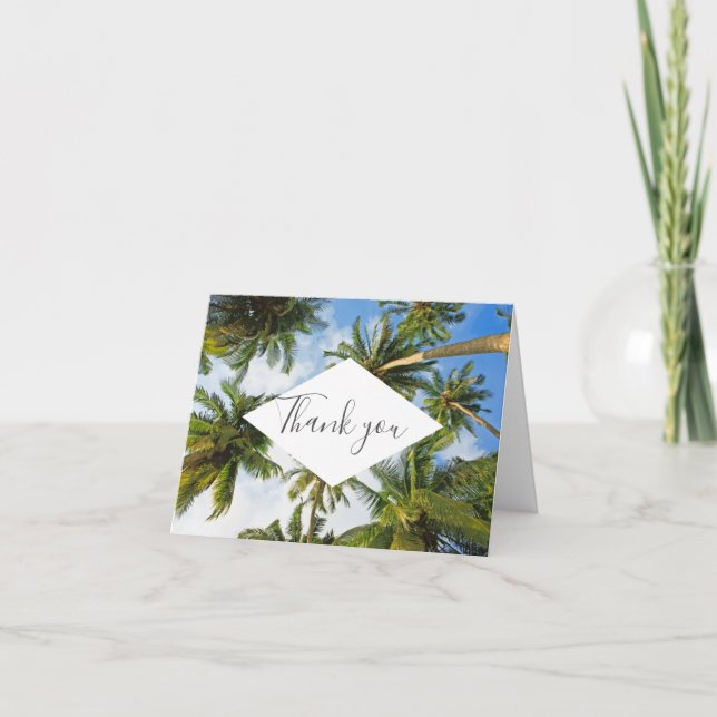 Carte De Remerciements Tropcal Palm Tree Florida Beach Wedding Thank You (Devant)