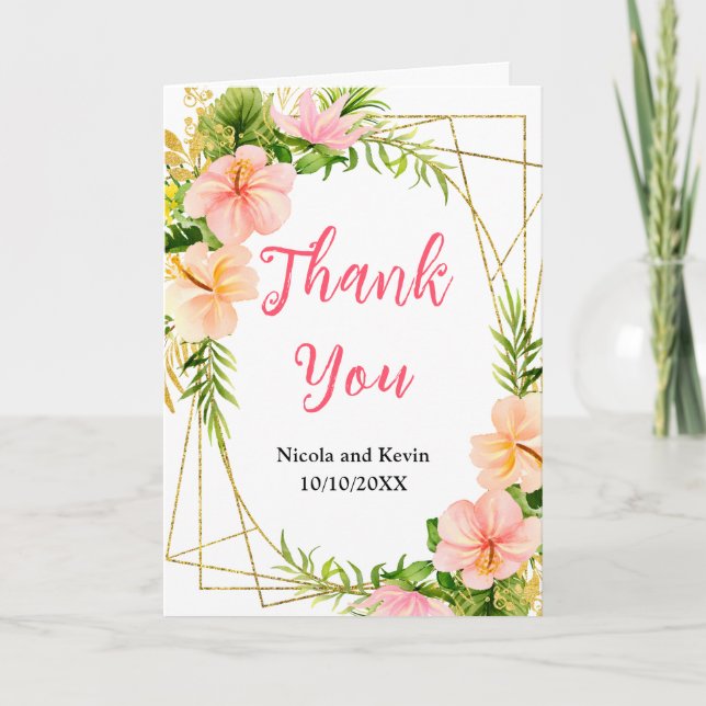 Carte De Remerciements Tropical Jungle Floral Wedding (Devant)