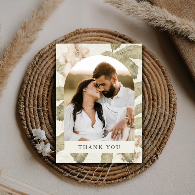 Carte De Remerciements Tropical Orchid Botanical Wedding Photo Thank You  (Créateur téléchargé)