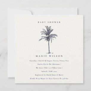 Carte De Remerciements Tropical Palm Tree Marine Baby shower Kraft Invita