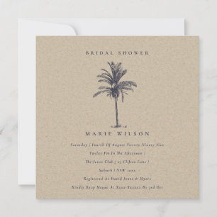 Carte De Remerciements Tropical Palm Tree Marine Kraft Fête des mariées I