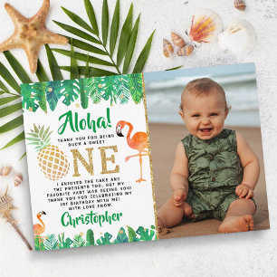 Carte De Remerciements Tropical Summer Beach Luau Boys Photo 1er Annivers