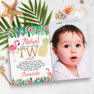 Carte De Remerciements Tropical Summer Beach Luau Girl Photo 2e anniversa