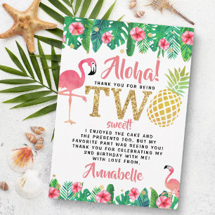Carte De Remerciements Tropical Summer Beach Luau Girls 2e anniversaire
