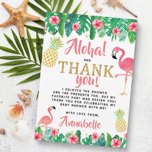 Carte De Remerciements Tropical Summer Beach Luau Girls Baby shower