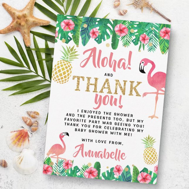 Carte De Remerciements Tropical Summer Beach Luau Girls Baby shower (Créateur téléchargé)