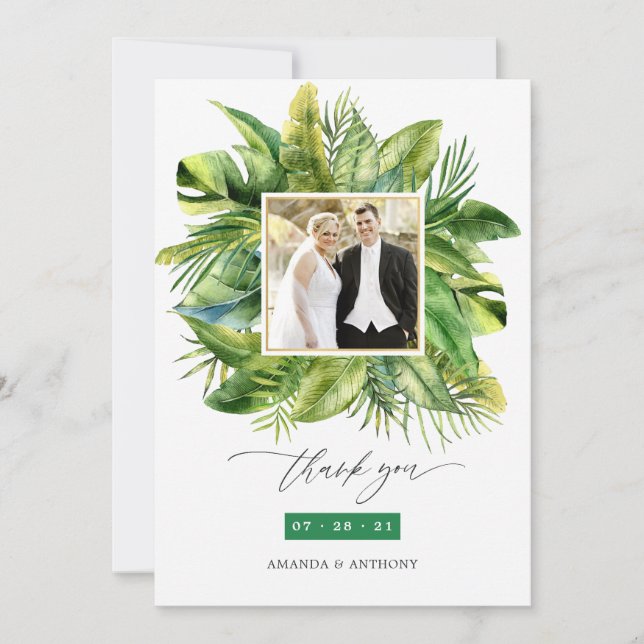 Carte De Remerciements Tropical Summer Beach Wedding Photo Collage (Devant)