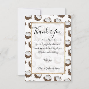 Carte De Remerciements Tropical Summer Brown Blanc Coco Motif Fruit