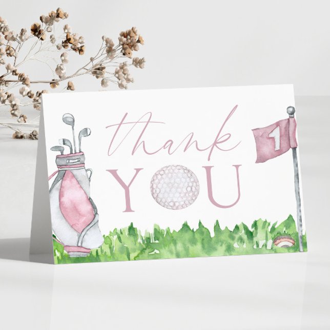 Carte De Remerciements Trou en un rose Golf 1er anniversaire (Créateur téléchargé)