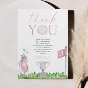 Carte De Remerciements Trou en un rose Golf 1er anniversaire
