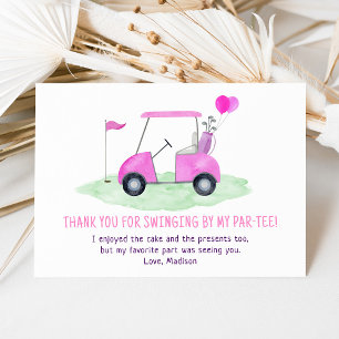 Carte De Remerciements Trou en un rose Golf premier anniversaire