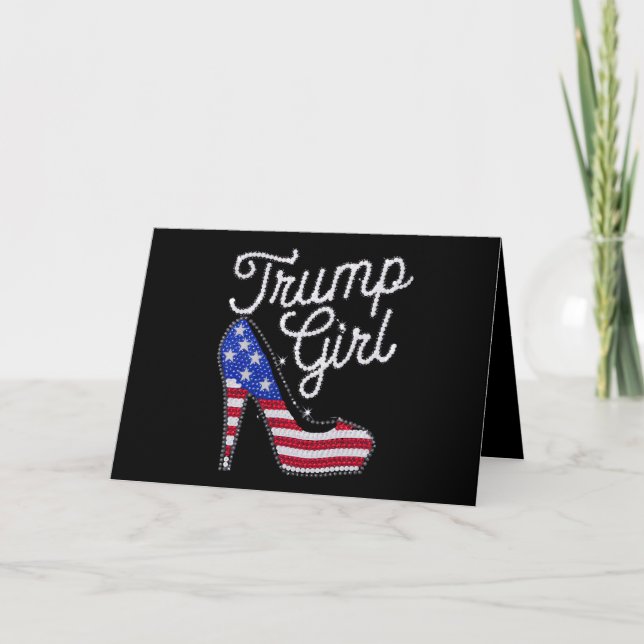 Carte De Remerciements Trump Girl High Heel Drapeau américain Bling Patri (Devant)