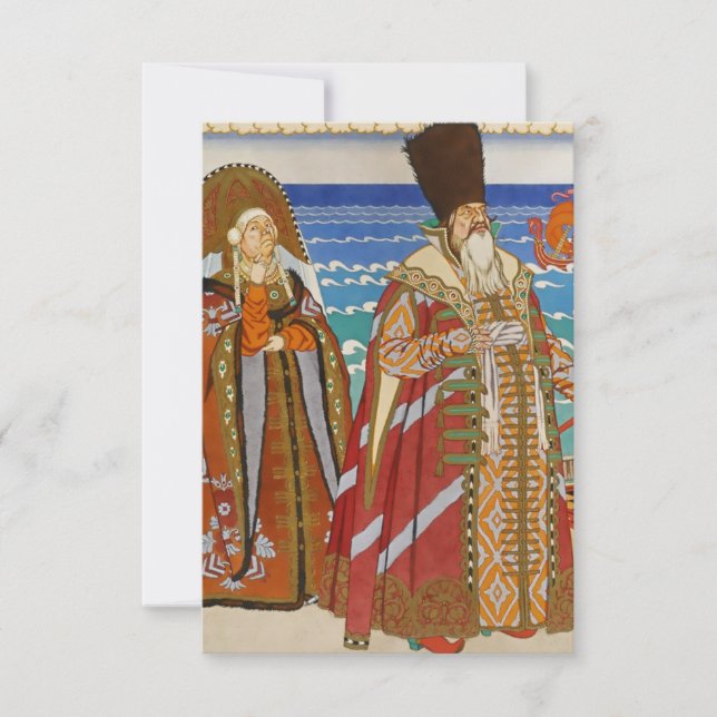 Carte De Remerciements "Tsar Saltan et Babarikha" par Ivan Bilibin (Devant)