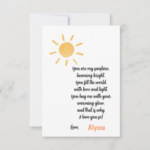 Carte De Remerciements Tu es la fête de ma mère Sunshine