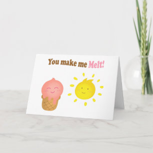 Carte De Remerciements Tu me fais fondre, glace et soleil, humour amoureu