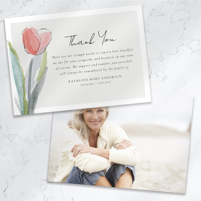 Carte De Remerciements Tulip Flower Photo Sympathy Funérailles (Créateur téléchargé)