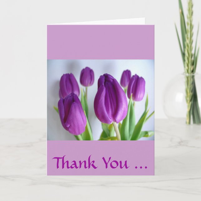 Carte De Remerciements Tulipe pourpre (Devant)