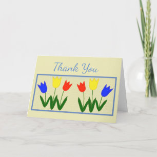 Carte De Remerciements Tulipe rouge, jaune et orange, style art populaire