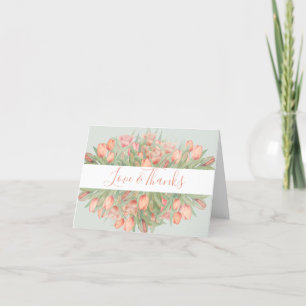 Carte De Remerciements Tulipes à ressort rose et menthe